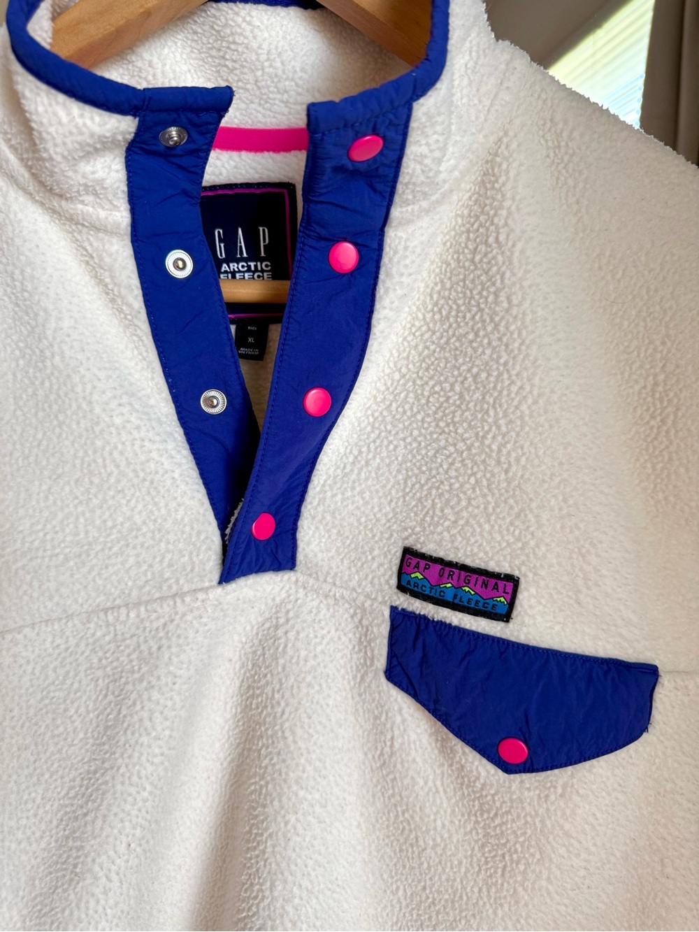 GAP Vintage Style Arctic Fleece Reissue Snap-T Cream Sherpa Pullover Jacket - Picture 3 of 11
